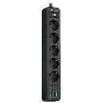 Сетевой фильтр QUMO Power Bar 5SP4U (P-0005), черный, фото 1