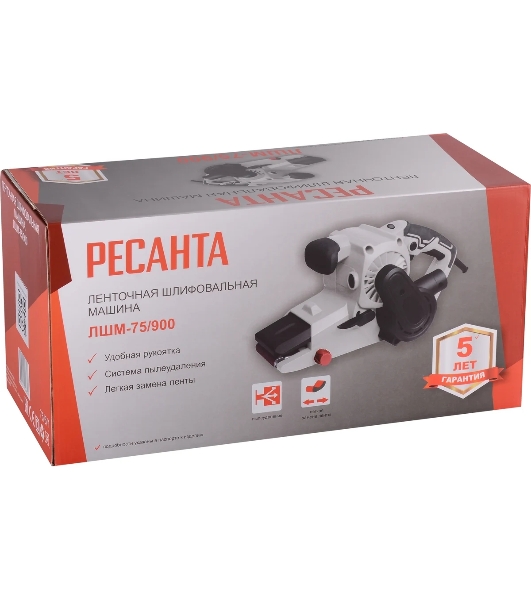 Ленточная шлифовальная машина Ресанта ЛШМ-75/900 900Вт (ширина ленты 75мм)