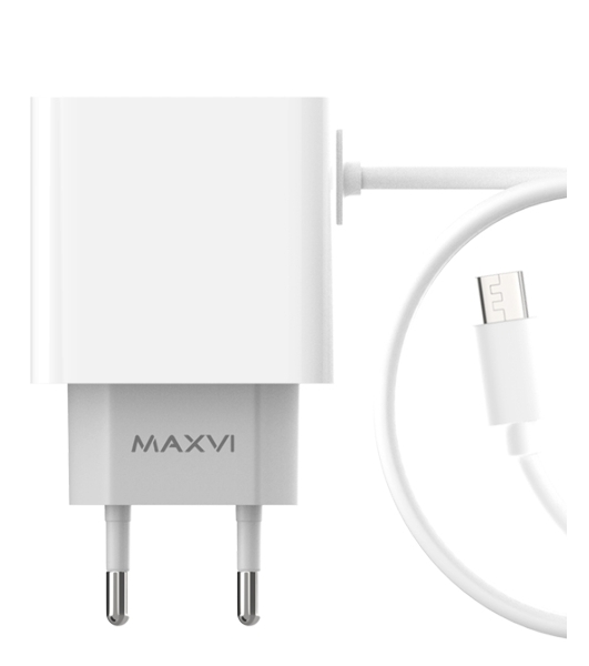 Сетевое зарядное устройство Maxvi CHL-240M 2.4A, with microUSB cable, белый
