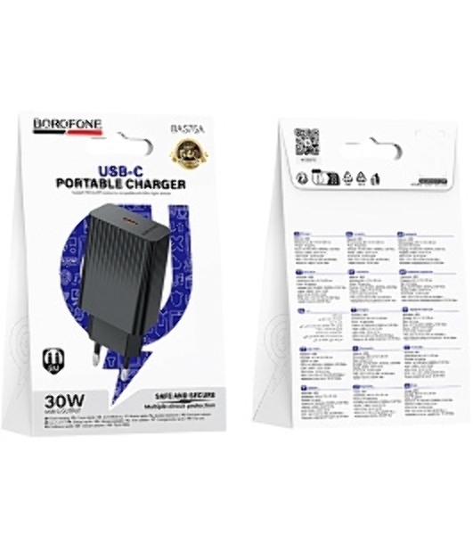 Сетевое зарядное устройство BOROFONE (6941991122811) BAS75A 1Type-C 3.0A PD 30W черный