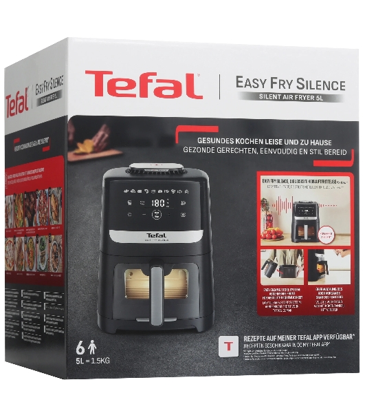 Аэрогриль Tefal EY5568E0 черный, 1670 Вт, 5 л, сенсор, 10 программ