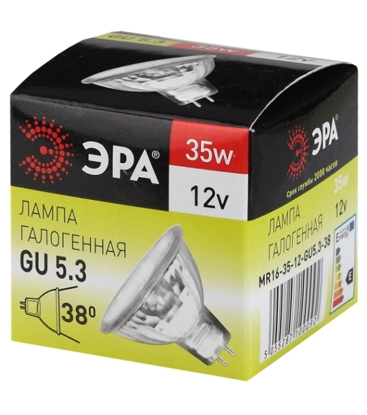 Лампа галогенная ЭРА 35Вт 12В GU5.3 MR16 C0027355