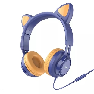 Проводные наушники Hoco W36 темно-синий, накладные, Jack 3.5 мм