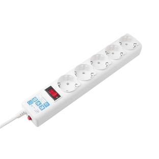Фильтр-удлинитель, PC 0,5 м 5 р, бел. 10А, SPG-B-0,5M-WHITE