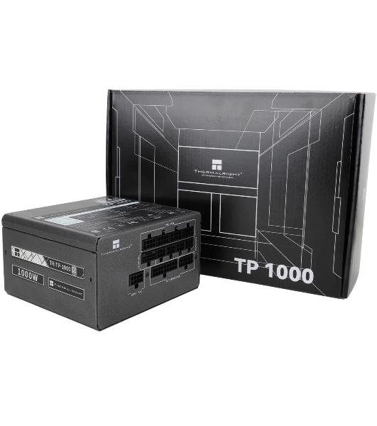 Блок питания Thermalright, 1000W 80+ Platinum (ATX, 3.0, PCIe 5.0, Full modular, 1x24(20+4)pin, 1xCPU 8(4+4)pin, 2xPCIe*2 8(6+2)pin, 1x12VHPWR PCIe 5.0 12+4pin 600мм, 6xSATA3, 4xMOLEX4pin, Active, 120x120мм, 150x140x86мм, APFC, OPP, OVP, OTP, OCP, SCP, UVP, черный)
