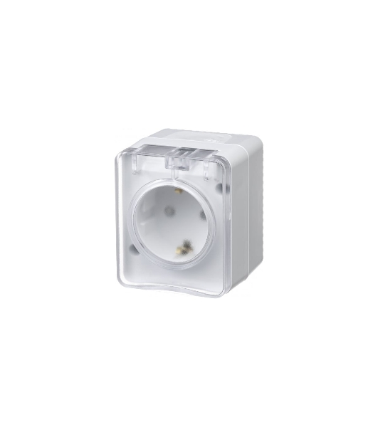 Розетка 1-м ОП AtlasDesign Profi54 16А IP54 250В с заземл. защ. шторки белый SchE ATN540145