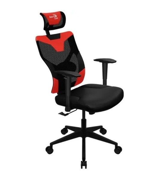 Кресло Aerocool GUARDIAN Champion красный, сетка, 150 кг, подголовник, регулируемые подлокотники, механизм качания, поясничная подушка