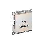 Механизм розетки USB AtlasDesign 5В 1порт х 2.1А 2порта х 1.05А жемчуг SchE ATN000433, фото 1