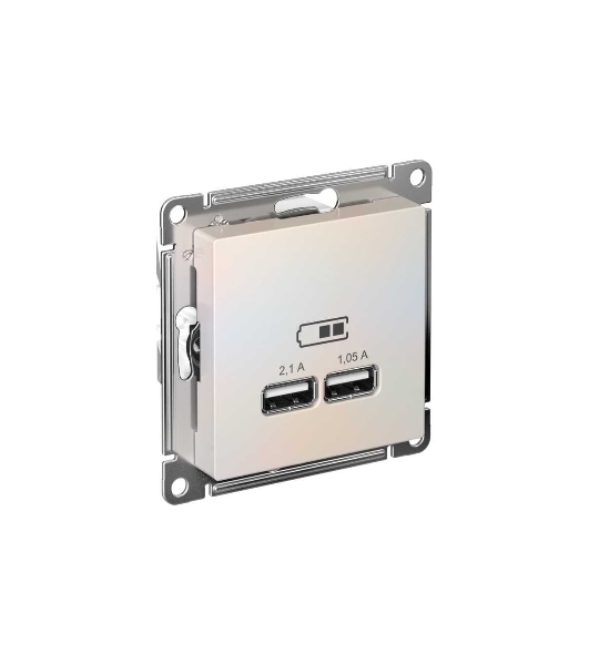 Механизм розетки USB AtlasDesign 5В 1порт х 2.1А 2порта х 1.05А жемчуг SchE ATN000433