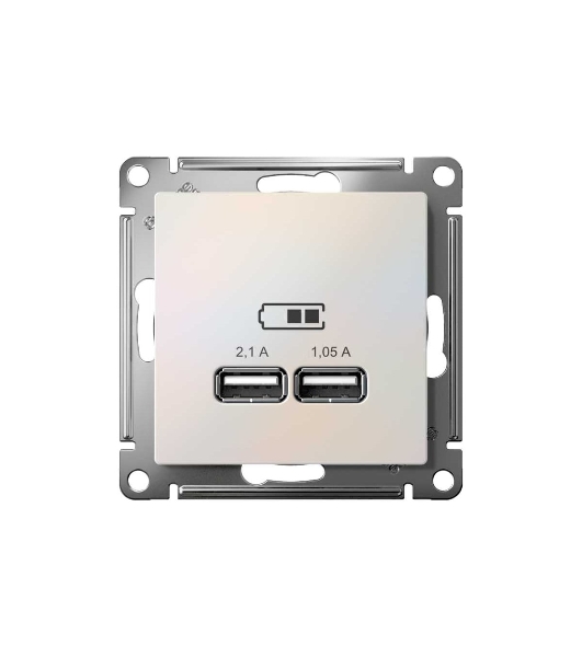 Механизм розетки USB AtlasDesign 5В 1порт х 2.1А 2порта х 1.05А жемчуг SchE ATN000433
