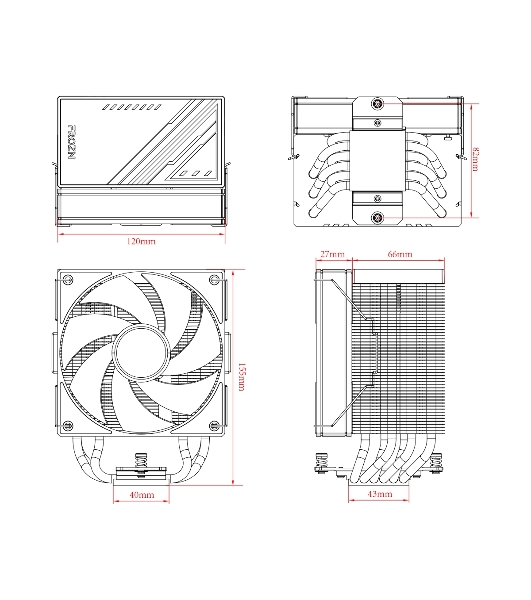 Кулер ID-Cooling Frozn A610 ARGb черный 120мм алюминий/медь 2000rpm 30db 4-pin 250W 155мм