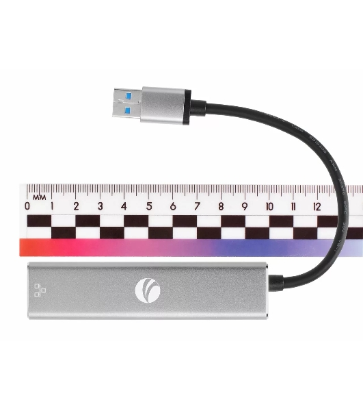 Переходник VCOM USB 3.0 -->RJ-45 1000Mbps+3 USB3.0, Aluminum Shell, 0.2м DH312A