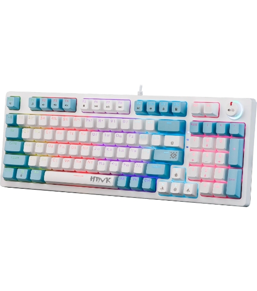 Клавиатура проводная Defender Hawk GK-418, USB, белый/голубой