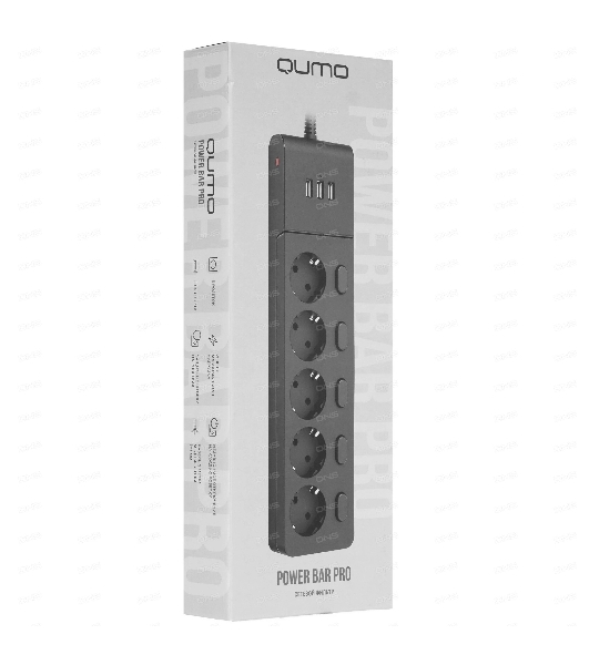 Сетевой фильтр QUMO Power Bar PRO 6SP4U (P-0006), черный