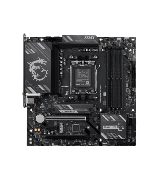 Материнская плата MSI B850M GAMING PRO WIFI6E, AM5, AMD B850, 4xDDR5, 4xSATA, 2xM.2, 2xPCIe 4.0 x16, 1xPCIe x1, 1xHDMI, 1xDP, 1x2.5Gb LAN, Wi-Fi 6E, Bluetooth 5.3, 1xUSB-C 10Gbps, 3xUSB-A 10Gbps, 4xUSB-A 5Gbps, 3x3.5 мм, 7.1, чёрный, mATX