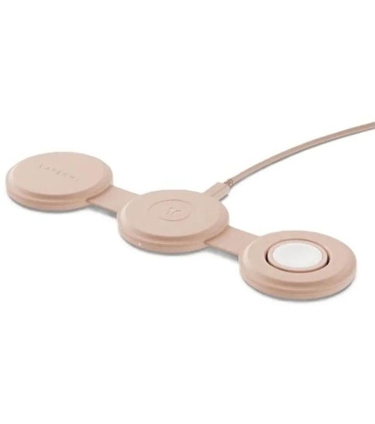 Переносное зарядное устройство Satechi Qi2 OntheGo 3-in-1 Wireless Charger, нежно-розовый