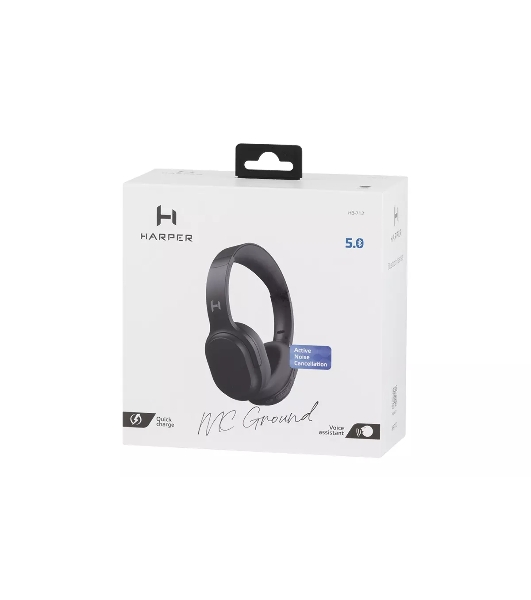 Беспроводные/проводные наушники Harper HB-712 черный, накладные, Bluetooth + проводной, активное шумоподавление, до 24 ч