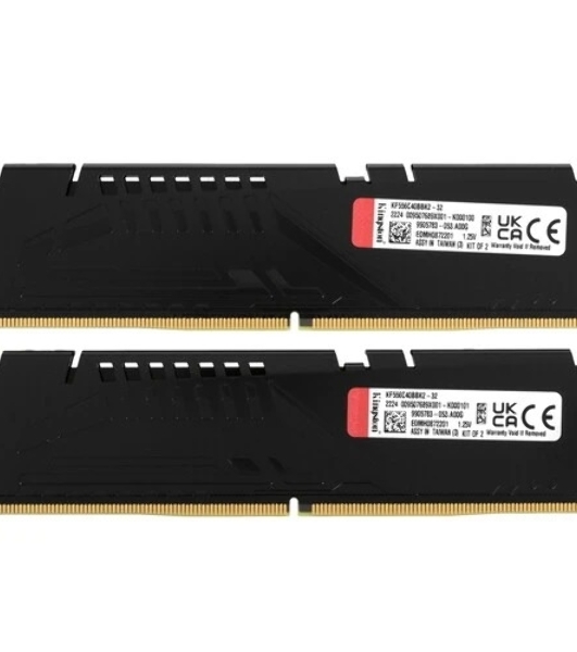 Оперативная память Kingston Fury Beast, DDR5, 32GB (2x16GB), 5600MHz, CL40, DIMM, с радиаторами, черный