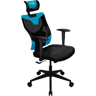 Кресло Aerocool GUARDIAN Ice Blue голубой, сетка, 150 кг, подголовник, регулируемые подлокотники, механизм качания, поясничная подушка
