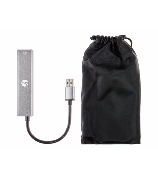 Переходник VCOM USB 3.0 -->RJ-45 1000Mbps+3 USB3.0, Aluminum Shell, 0.2м DH312A