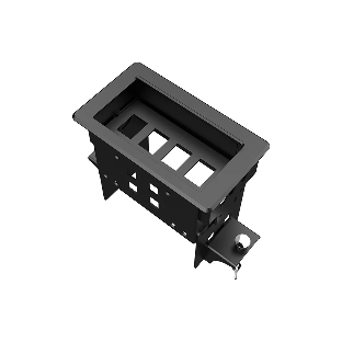 Прямоугольный металлический корпус Wize Pro WRTS-04BOX-B для модульной системы врезного лючка в стол с убирающейся крышкой для установки до 4 модулей-вставок, преустановленная рамка, черный