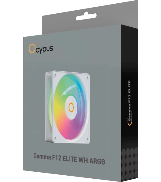 Вентилятор для корпуса Ocypus Gaммa F12 Elite WH ARGB, 120x120x25мм, 4-PIN PWM, 600-1800 RPM, 26 DBA MAX, HYDRO BEARING