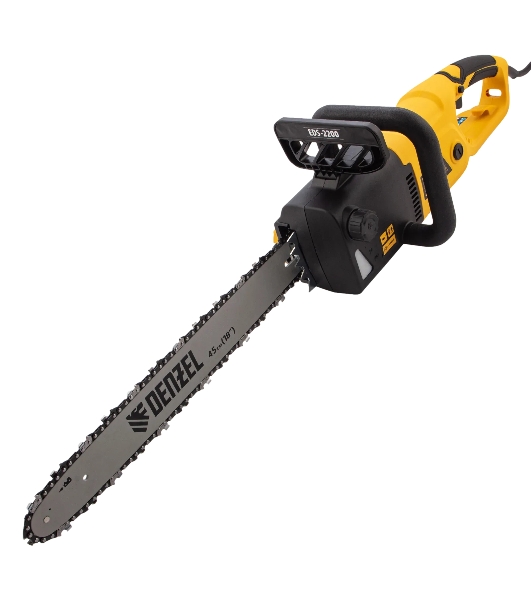 Пила цепная электрическая Denzel EDS-2200, 2,2кВт, продольная, шина 45 см, шаг 3/8, паз 1,3 мм, 62 зв