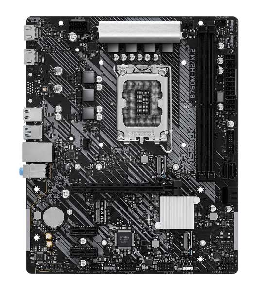 Материнская плата ASRock B760M-H2/M.2, LGA 1700, Intel B760, 2xDDR5, 4xSATA, 2xM.2, 1xPCIe 4.0 x16, 2xPCIe x1, 2xHDMI, 1x2.5Gb LAN, 2xUSB-A 3.2 Gen 1, 3xUSB 2.0, 3x3.5 мм, 7.1, mATX