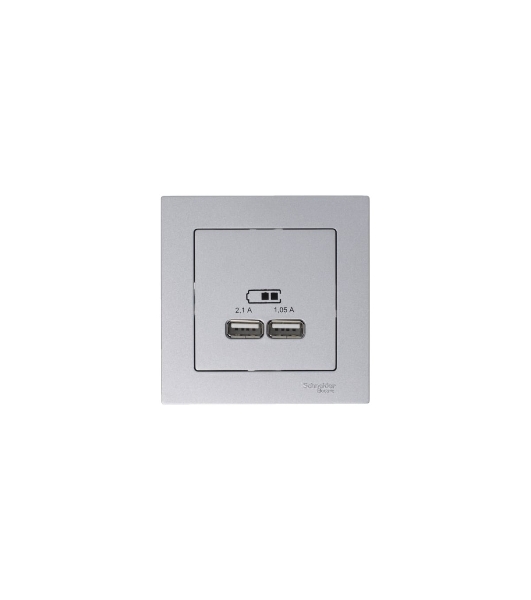 Механизм розетки USB AtlasDesign 5В 1порт х 2.1А 2порта х 1.05А жемчуг SchE ATN000433