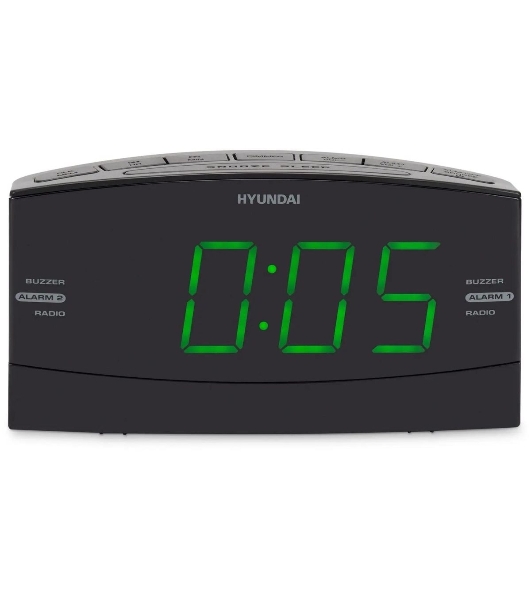Радиобудильник Hyundai H-RCL238 черный LCD подсв:зеленая часы:цифровые FM
