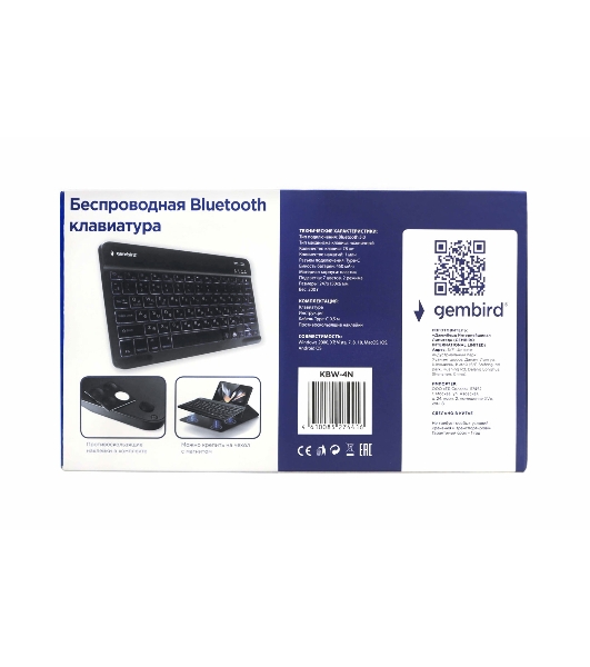 Клавиатура беспроводная Gembird KBW-4N, 78 кл., Bluetooth, ножн.тип клавиш, ультратонкая