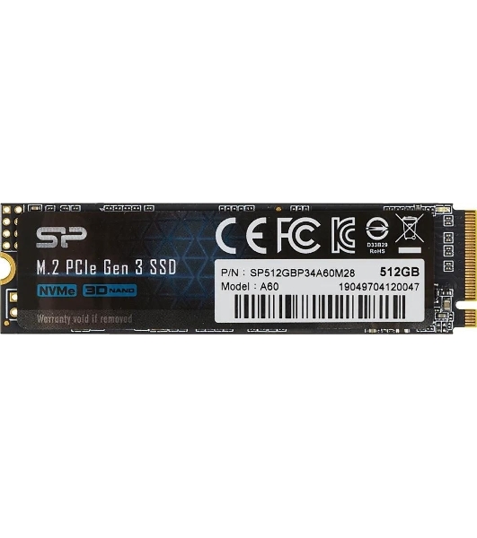 Накопитель SSD Silicon Power P34A60, 512Gb, M.2 2280, PCIe 3.0 x4, NVMe, R/W 2200/1600