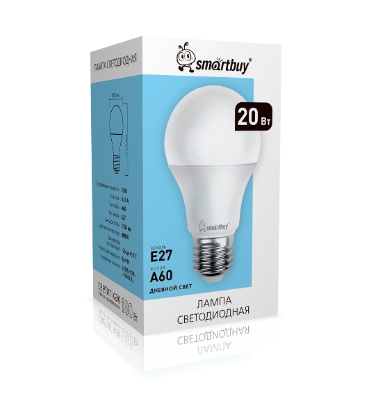 Светодиодная (LED) Лампа Smartbuy-A60-20W/4000/E27 (SBL-A60-20-40K-E27)