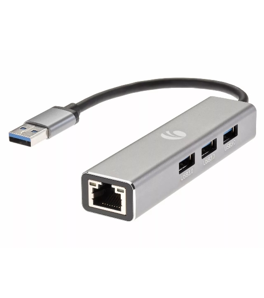 Переходник VCOM USB 3.0 -->RJ-45 1000Mbps+3 USB3.0, Aluminum Shell, 0.2м DH312A