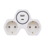 Двойник Rexant электрический (разветвитель) 16А с/з + USB-A + USB-C с защитными шторками, белый, фото6