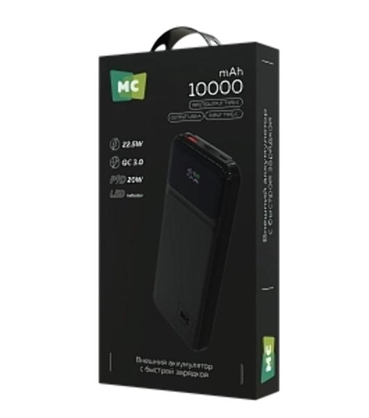 Портативный аккумулятор MORE CHOICE (4620202552761) PB29-10 10000mAh 1USB+2Type-C 3.0A 22.5W+PD20W+QC3.0, черный