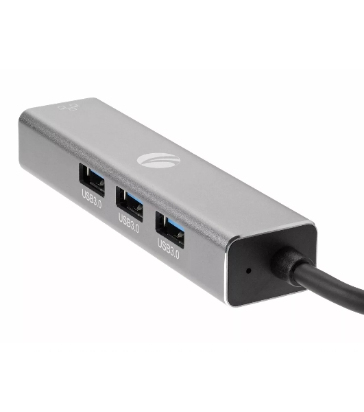 Переходник VCOM USB 3.0 -->RJ-45 1000Mbps+3 USB3.0, Aluminum Shell, 0.2м DH312A