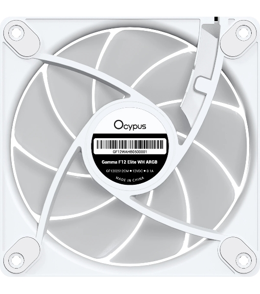 Вентилятор для корпуса Ocypus Gaммa F12 Elite WH ARGB, 120x120x25мм, 4-PIN PWM, 600-1800 RPM, 26 DBA MAX, HYDRO BEARING