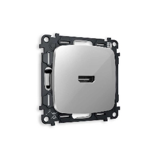 Комплект механизма розетки HDMI 2.0 OMEGA Серебро глянец 40V/500mA 2.0GHz 5-18Gbit/s QUANT (OP4140, VM222) MO414010