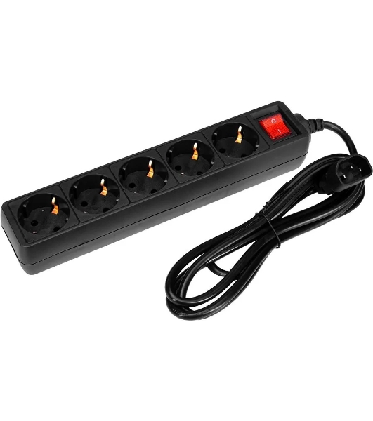 Сетевой фильтр PC Pet AP01006-E-BK (UPS) 1.8 м (5 розеток) черный