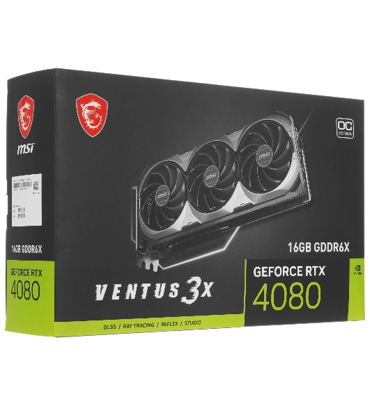 Видеокарта MSI RTX4080 VENTUS 3X E OC 16GB GDDR6X 256bit 2xDP 2xHDMI 3FAN RTL
