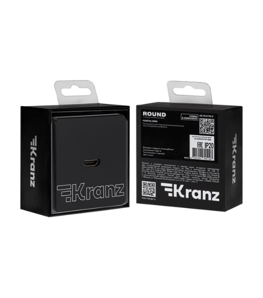 Розетка Kranz ROUND HDMI с/у оникс