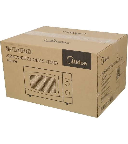 Микроволновая печь Midea MM720CKE белый, 20 л, 700 Вт, переключатели - поворотный механизм