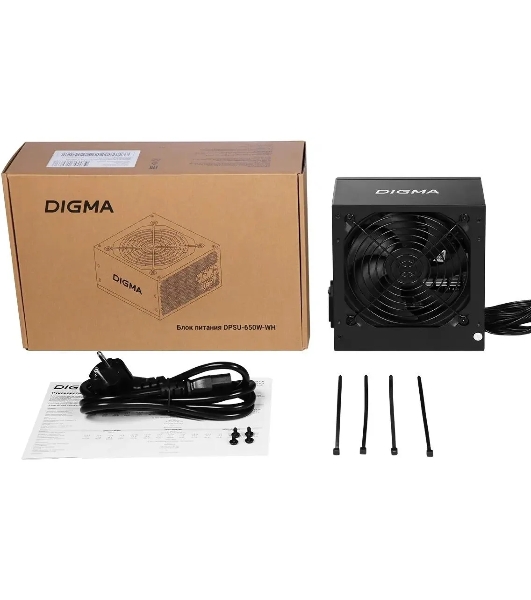 Блок питания Digma DPSU-650W-WH RTL, 650Вт, 80 PLUS, 120мм, черный