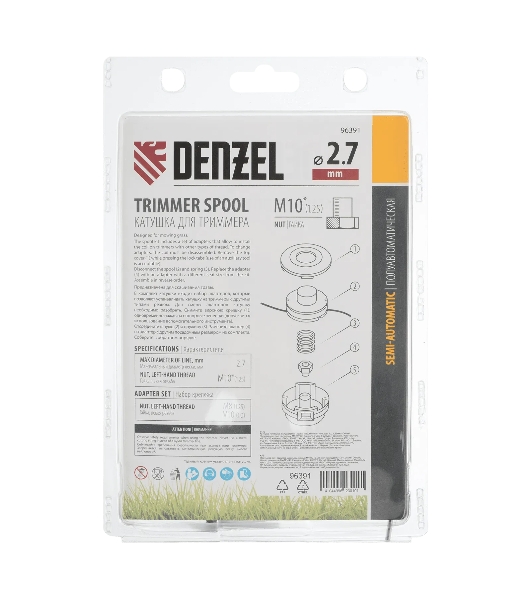 Катушка триммера Denzel полуавтомат. гайка М10х1,25L; гайка М10х1L; гайка М8х1,25L
