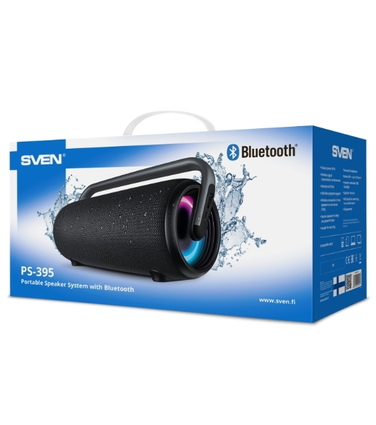 Колонка SVEN АС PS-395, черный (80 Вт, Waterproof (IPx5), TWS, Bluetooth, USB, 4800мА*ч)