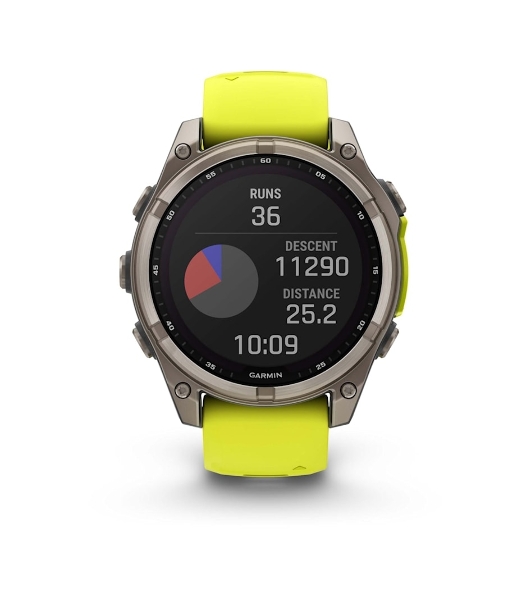 Умные часы Garmin Fenix 8, 1.6' AMOLED, Wi-Fi, Bluetooth, NFC, 100м, серебристый / желтый