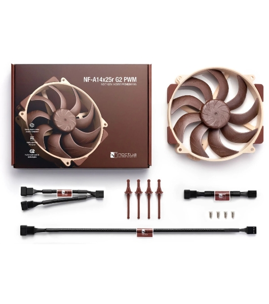 Вентилятор корпусной Noctua NF-A14x25r G2 PWM, 140 мм, 1500 об/мин, 22.8 дБ, 4-pin PWM, без подсветки
