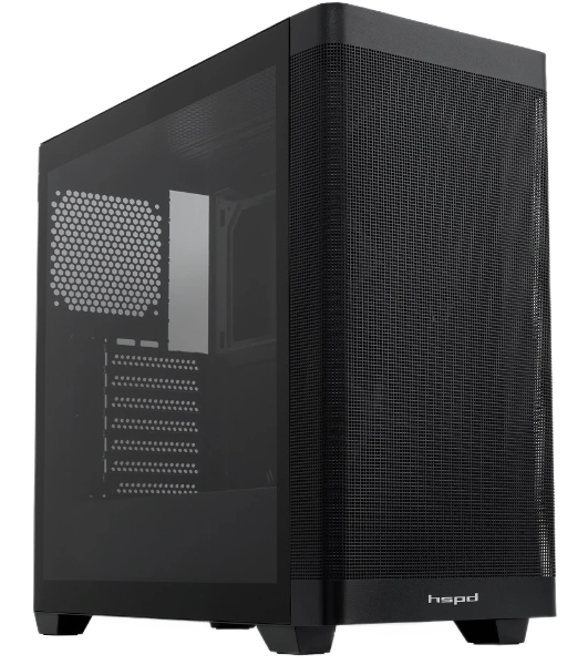 Компьютерный корпус без блока питания Case HSPD M740, Mesh Mid Tower, черный, TG, 0.6 SPCC, no fans, E-ATX, ATX, mATX, mITX, 170/400/200мм, 4x2.5', 2x3.5', 7xPCI, 1xUSB-A 3.0, 1xUSB-C 3.0, 460x218x450мм