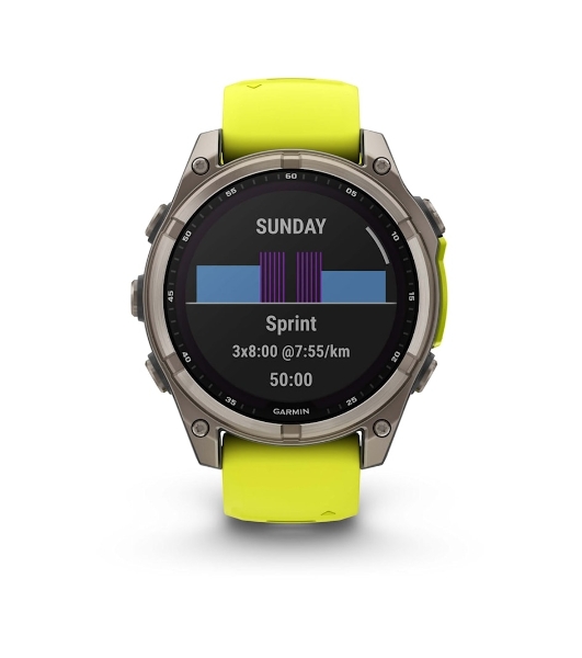 Умные часы Garmin Fenix 8, 1.6' AMOLED, Wi-Fi, Bluetooth, NFC, 100м, серебристый / желтый